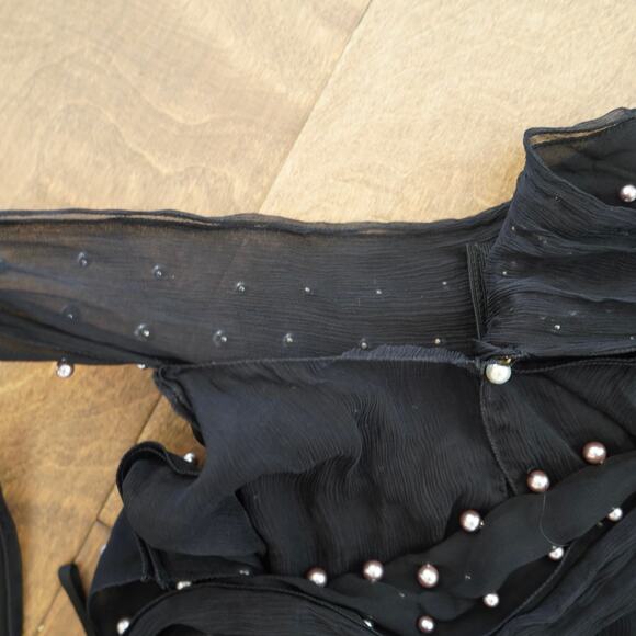 Dolce & Gabbana Pearl Embellished Halter Neck Top Black Womens Size M - Picture 6 of 7